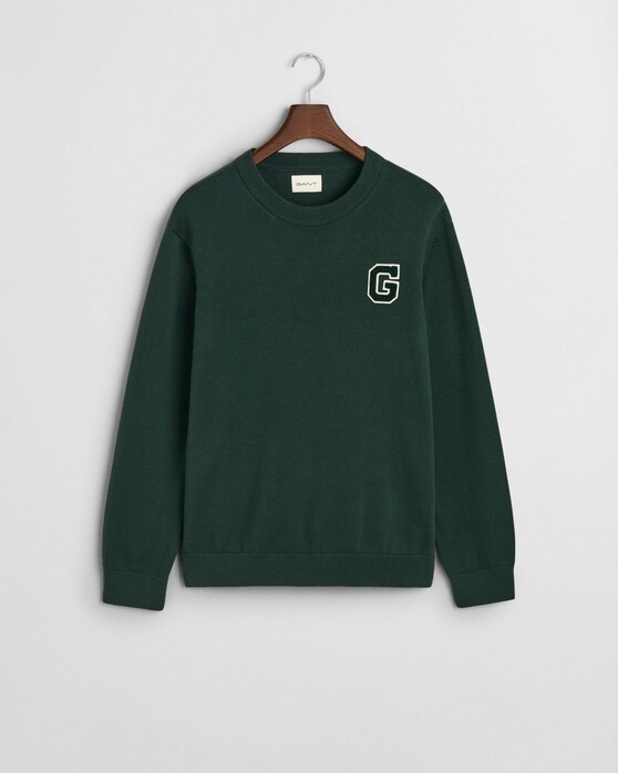 Gant Relaxed Uni Color Sporty G Terry Badge Crew Neck Trui Tartan Green