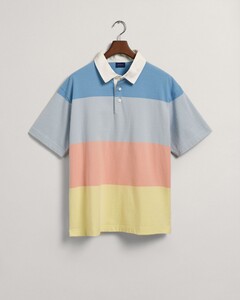Gant Retro Block Stripe Short Sleeve Rugger Poloshirt Gentle Blue