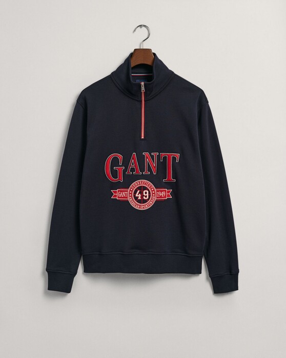 Gant Retro Crest Sweatshirt Halfzip Trui Avond Blauw