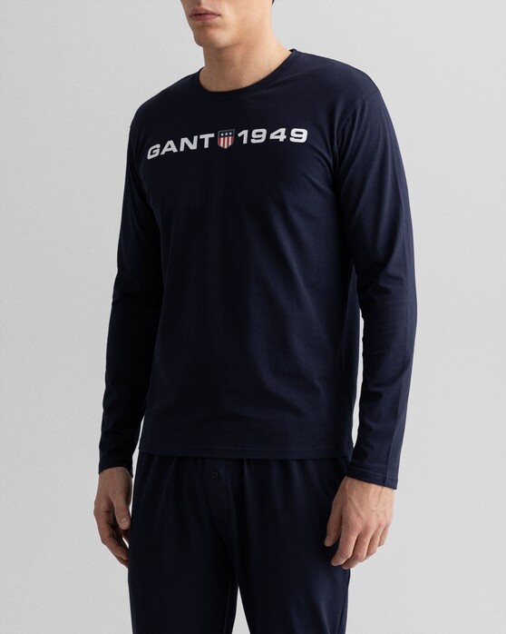 Gant Retro Shield C-Neck T-Shirt Avond Blauw