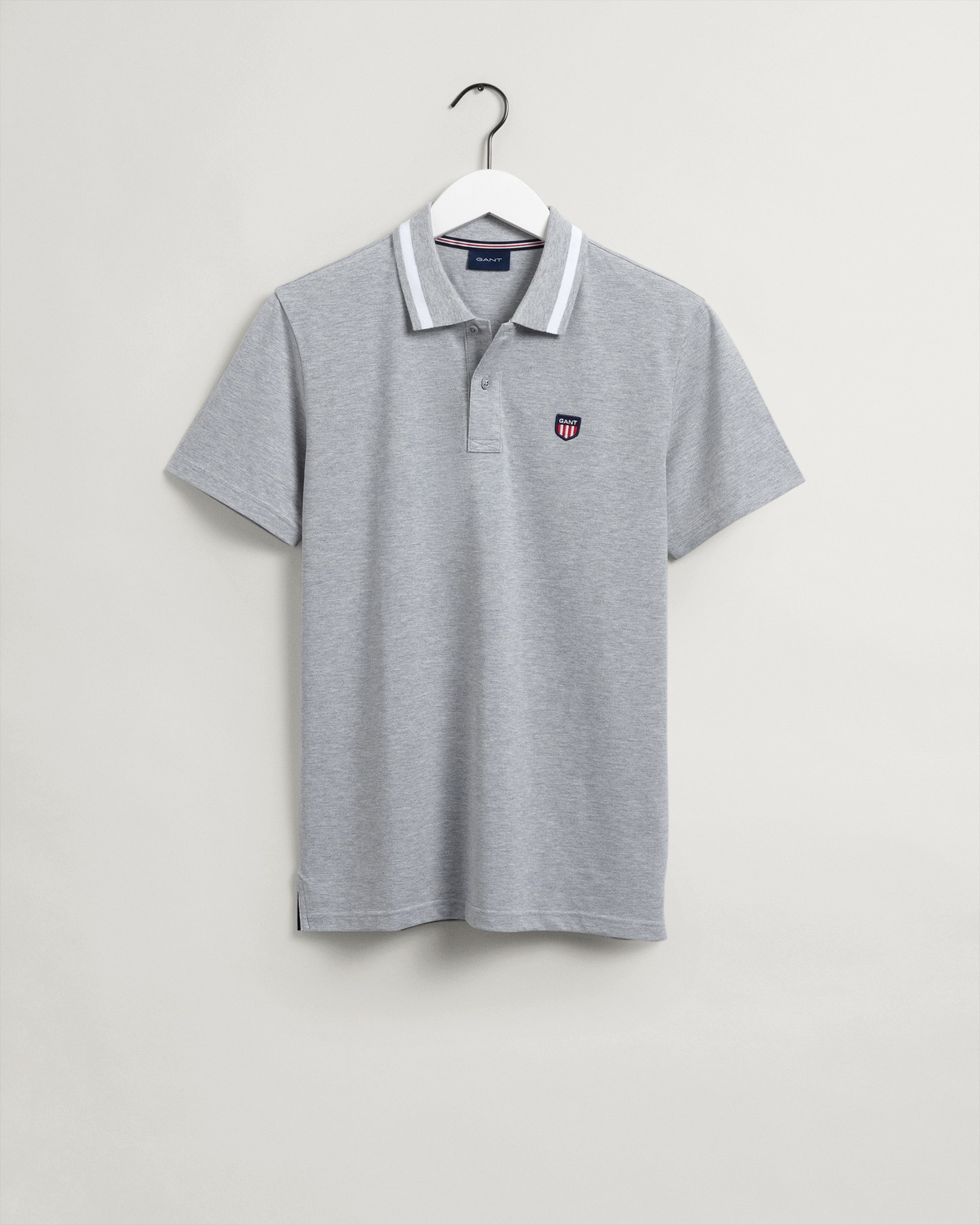 Gant Retro Shield Short Sleeve Polo Grijs Melange