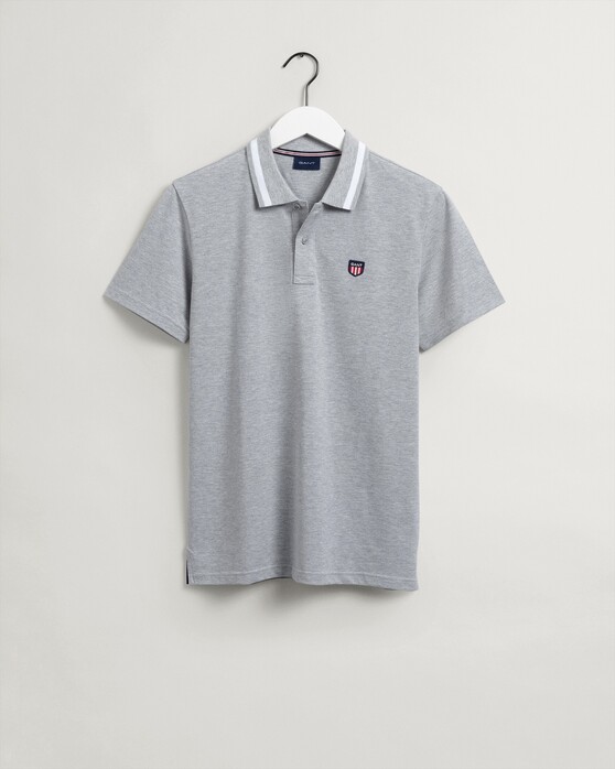 Gant Retro Shield Short Sleeve Polo Grijs Melange