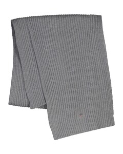 Gant Ribbed Cotton Blend Subtle Logo Sjaal Grijs Melange