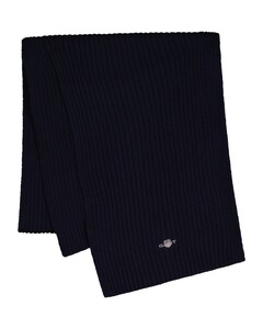 Gant Ribbed Cotton Blend Subtle Logo Sjaal Marine