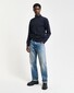 Gant Sacker Rib Half Zip Subtle Tone-on-Tone Logo Embroidery Pullover Evening Blue