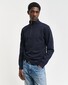 Gant Sacker Rib Half Zip Subtle Tone-on-Tone Logo Embroidery Pullover Evening Blue