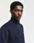 Gant Sacker Rib Half Zip Subtle Tone-on-Tone Logo Embroidery Pullover Evening Blue