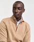 Gant Sacker Rib Half Zip Subtle Tone-on-Tone Logo Embroidery Pullover Khaki Melange