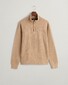 Gant Sacker Rib Half Zip Subtle Tone-on-Tone Logo Embroidery Pullover Khaki Melange