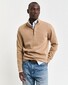 Gant Sacker Rib Half Zip Subtle Tone-on-Tone Logo Embroidery Pullover Khaki Melange