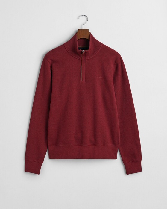 Gant Sacker Rib Half Zip Subtle Tone-on-Tone Logo Embroidery Pullover Wine Red