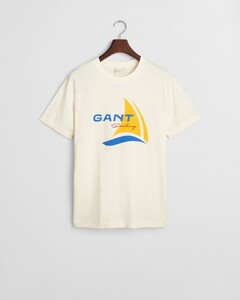 Gant Sailing Graphic Short Sleeve Crew Neck T-Shirt Cream