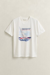 Gant Sailing Graphic Short Sleeve Crew Neck T-Shirt Eggshell