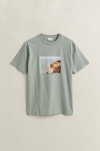 Gant Scenery Beach Graphic T-Shirt Ceramic Grey