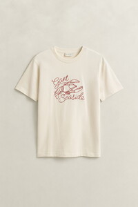 Gant Seaside Embroidered Short Sleeve T-Shirt Cream