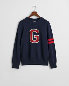 Gant Seasonal Terry G Badge Crew Neck Trui Avond Blauw