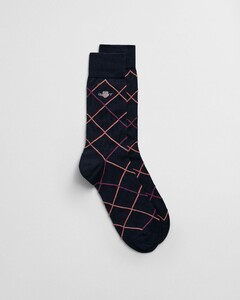 Gant Shield Check Socks Evening Blue