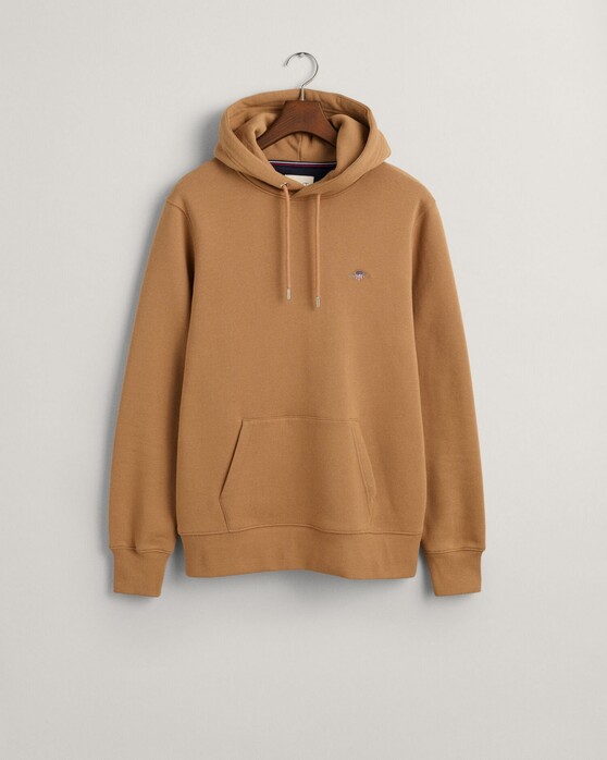 Gant Shield Hoodie Subtle Logo Pullover Warm Khaki