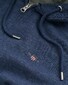 Gant Shield Logo Embroidery Full Zip Hoodie Kangaroo Pocket Cardigan Dark Jeansblue Melange