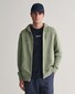 Gant Shield Logo Embroidery Full Zip Hoodie Kangaroo Pocket Vest Dry Green