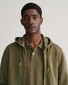 Gant Shield Logo Embroidery Full Zip Hoodie Kangaroo Pocket Vest Juniper Green
