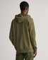 Gant Shield Logo Embroidery Full Zip Hoodie Kangaroo Pocket Vest Juniper Green