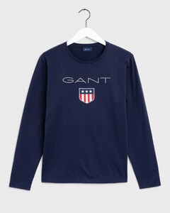 Gant Shield Long Sleeve Crew Neck T-Shirt Avond Blauw