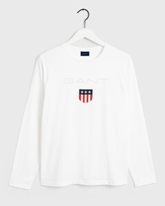 Gant Shield Long Sleeve Crew Neck T-Shirt Wit
