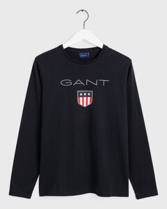 Gant Shield Long Sleeve Crew Neck T-Shirt Zwart