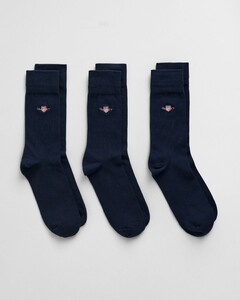 Gant Shield Uni Color 3Pack Sokken Avond Blauw