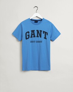 Gant Short Sleeve Bold East Coast Brand Logo T-Shirt Pacific Blue