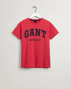 Gant Short Sleeve Bold East Coast Brand Logo T-Shirt Watermelon Pink