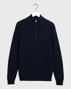 Gant Signature Weave Half Zip Pullover Evening Blue