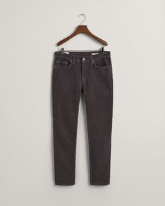 Gant Slim Corduroy Back Logo Patch Corduroy Trouser Anthracite Grey