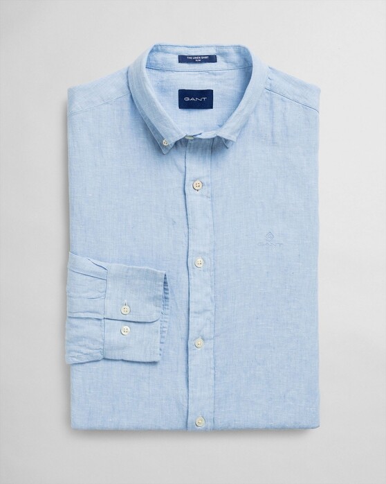 Gant Slim Linen Button Down Shirt Capri Blue