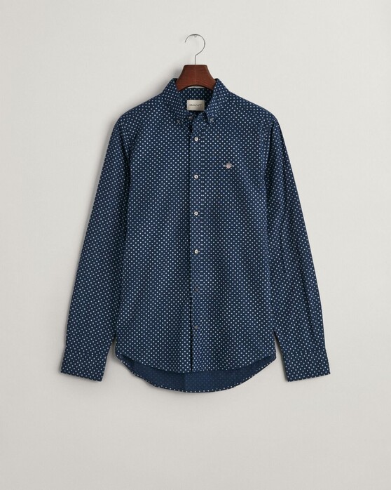 Gant Slim Micro Pattern Button Down Shirt Marine