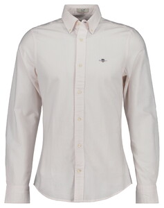 Gant Slim Oxford Banker Stripe Button Down Overhemd Zacht Roze