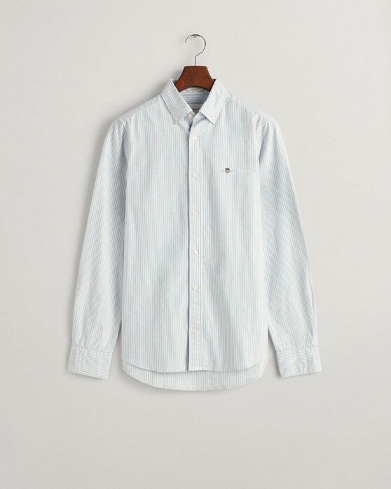 Gant Slim Oxford Banker Stripe Button Down Shirt Light Blue