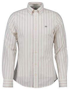 Gant Slim Oxford Stretch Stripe Button-Down Overhemd White-Ruby Red