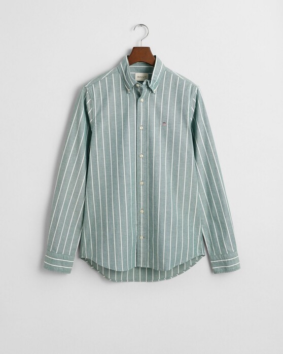 Gant Slim Oxford Stretch Stripe Overhemd Deep Forest Green