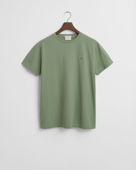 Gant Slim Piqué Crew Neck Uni Graphic Logo Shield Embroidery T-Shirt Kalamata Green