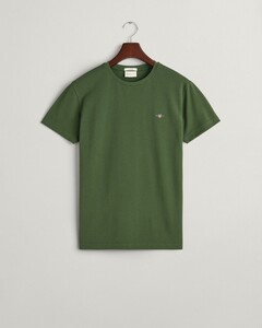 Gant Slim Piqué Crew Neck Uni Graphic Logo Shield Embroidery T-Shirt Pine Green