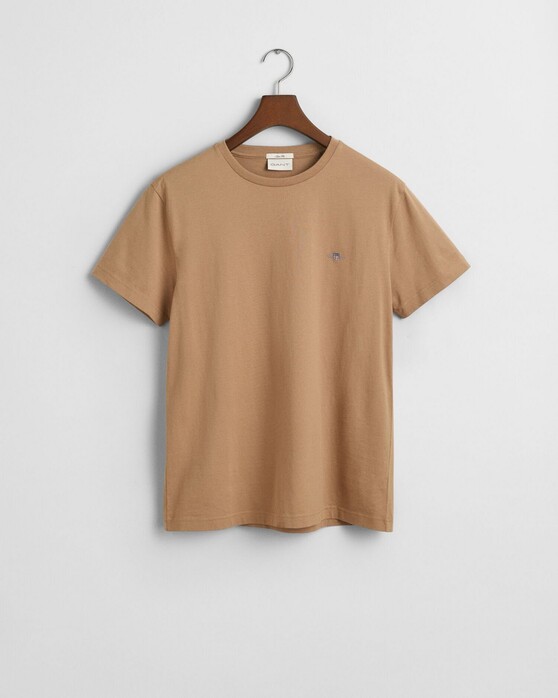 Gant Slim Small Logo Shield Crew Neck T-Shirt Warm Khaki