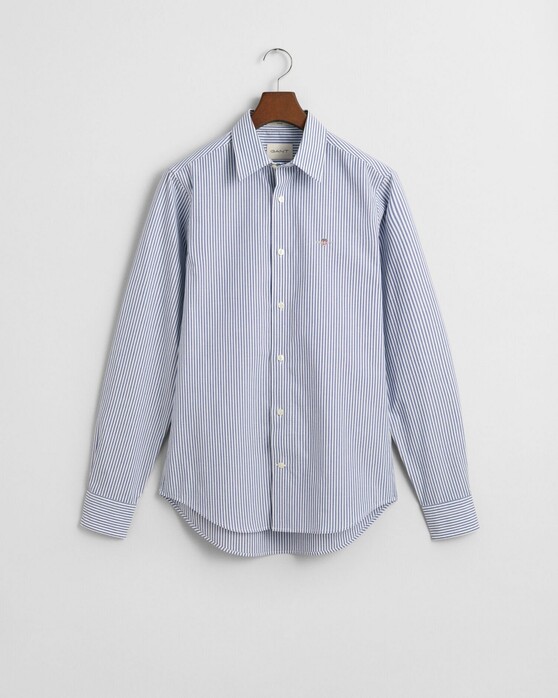 Gant Slim Striped Stretch Poplin Pointed Collar Shirt College Blue