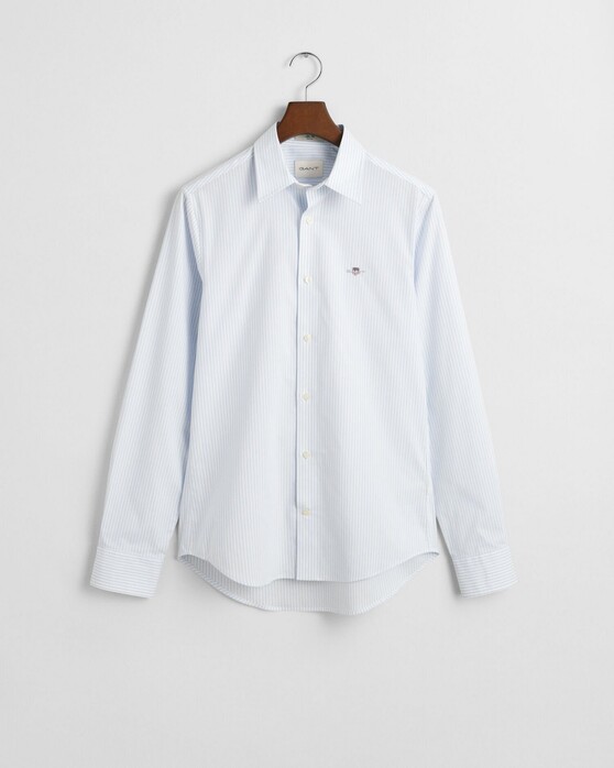 Gant Slim Striped Stretch Poplin Pointed Collar Shirt Light Blue