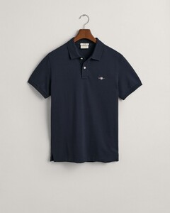 Gant Slim Subtle Shield Embroidery Piqué Uni Polo Avond Blauw