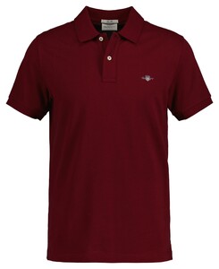 Gant Slim Subtle Shield Embroidery Piqué Uni Polo Plumped Red