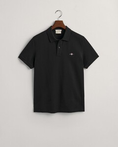 Gant Slim Subtle Shield Embroidery Piqué Uni Poloshirt Black