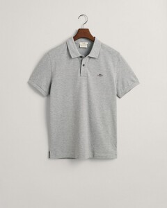 Gant Slim Subtle Shield Embroidery Piqué Uni Poloshirt Grey Melange