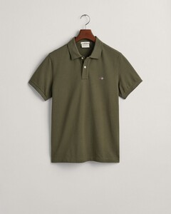Gant Slim Subtle Shield Embroidery Piqué Uni Poloshirt Juniper Green
